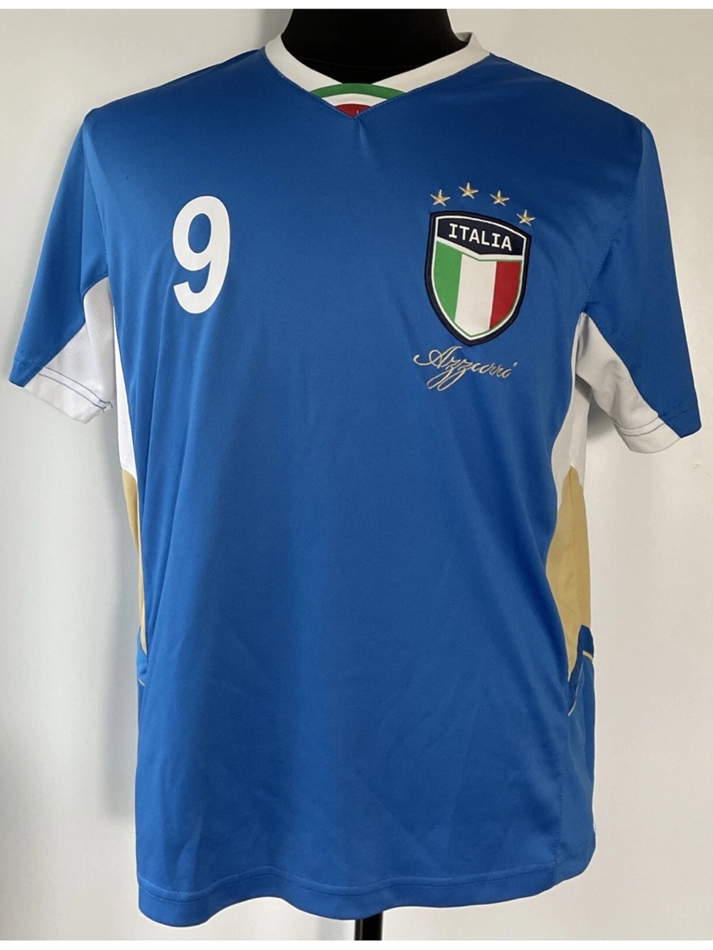 Italia National Soccer Jersey #9 Gli Azzurri Italy Size Medium